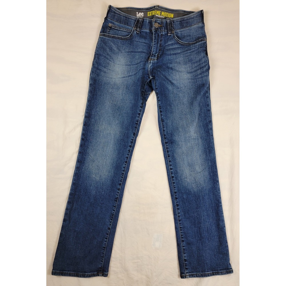 Lee Extreme Motion Performance Regular Fit Bootcut Jeans 30x32 Blue Stretch